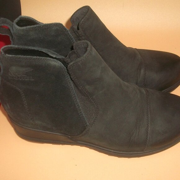 Sorel Black Suede & Leather Evie Waterproof Pull-On Boots 9.5M - Picture 2 of 8